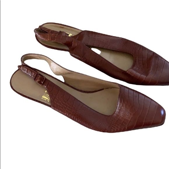 Salvatore Ferragamo brown leather sling back size 9.5 narrow, Made in Italy - Picture 1 of 6
